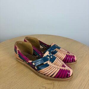 Alessia by Shoes Colorful Leather Huarache Woven Sandals Mexico Size 25 US 8